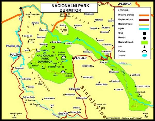 Национальный парк Дурмитор. Карта